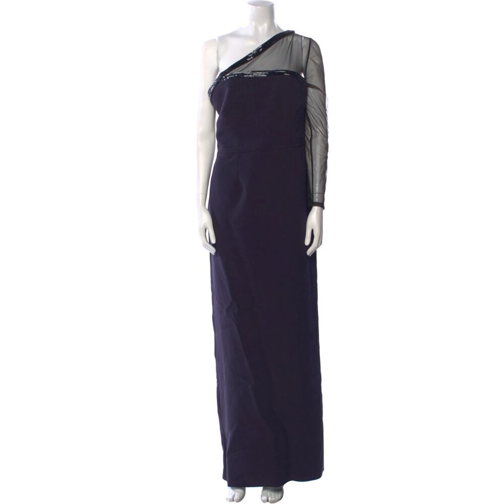Safiyaa Dress Navy Blue Beaded Mesh One Shoulder Cocktail Evening‎ Gown Size 12